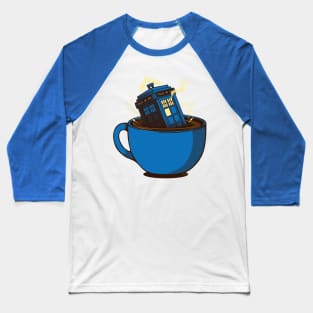 The TARDIS in the Coffee Baseball T-Shirt